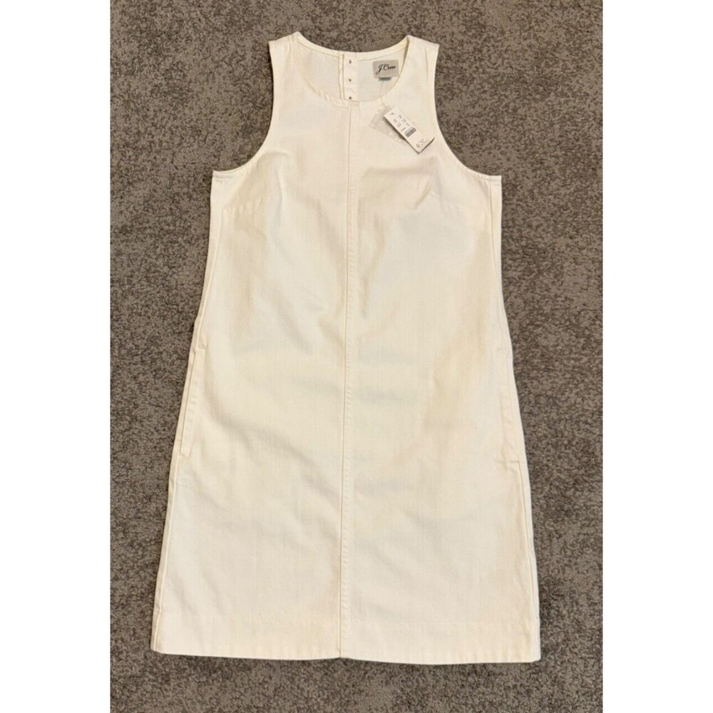 J Crew Denim Shift Dress Style AK257 Women's Size 00 White NWT
